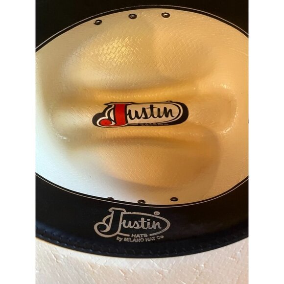 Justin's Mens Cowboy Western Hat Straw Light Beige Size 56 / 7 - Picture 8 of 10